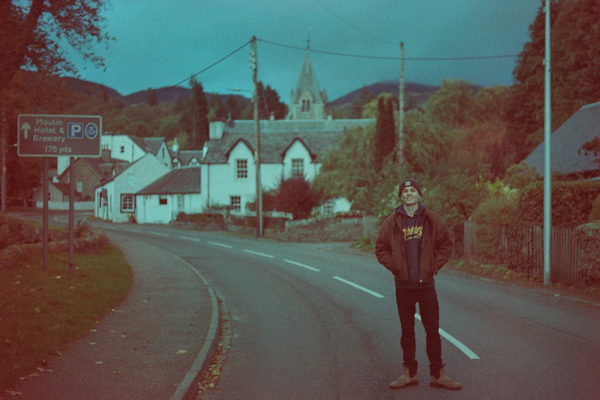 Jesse standing in the middle of the road