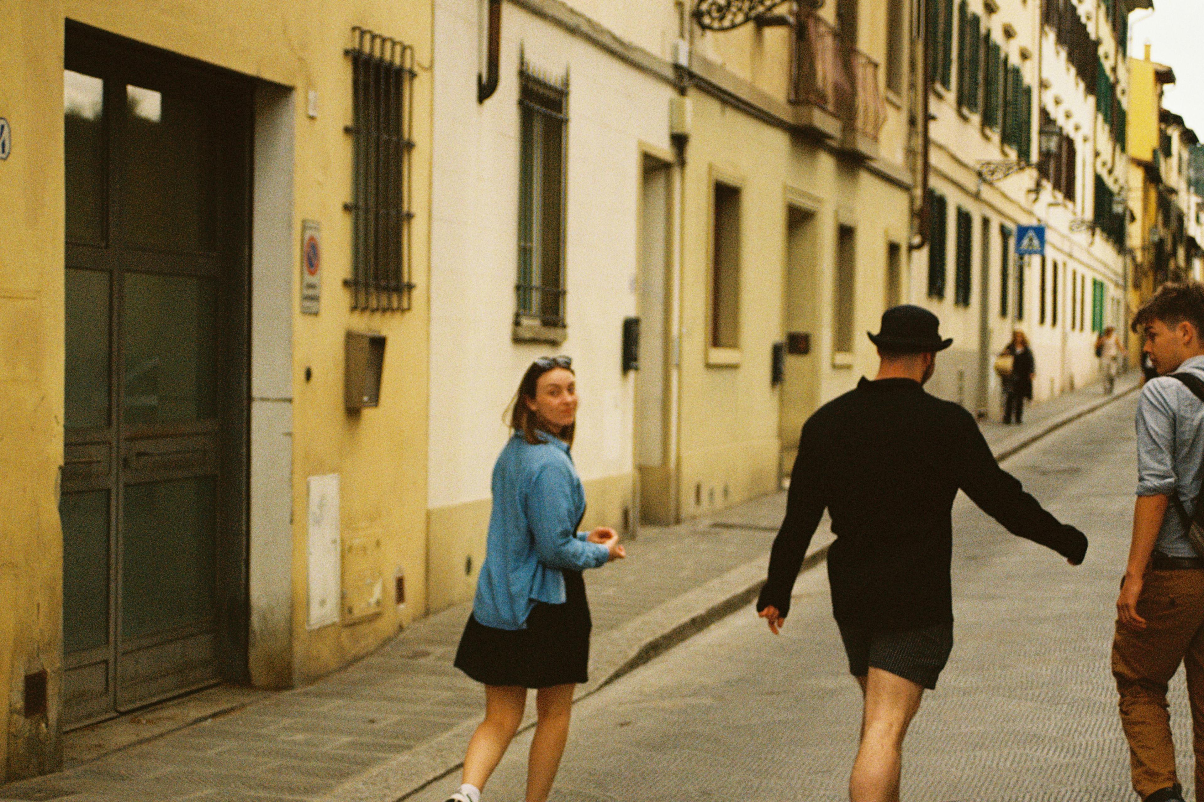 Jesse Clare and Leo walking