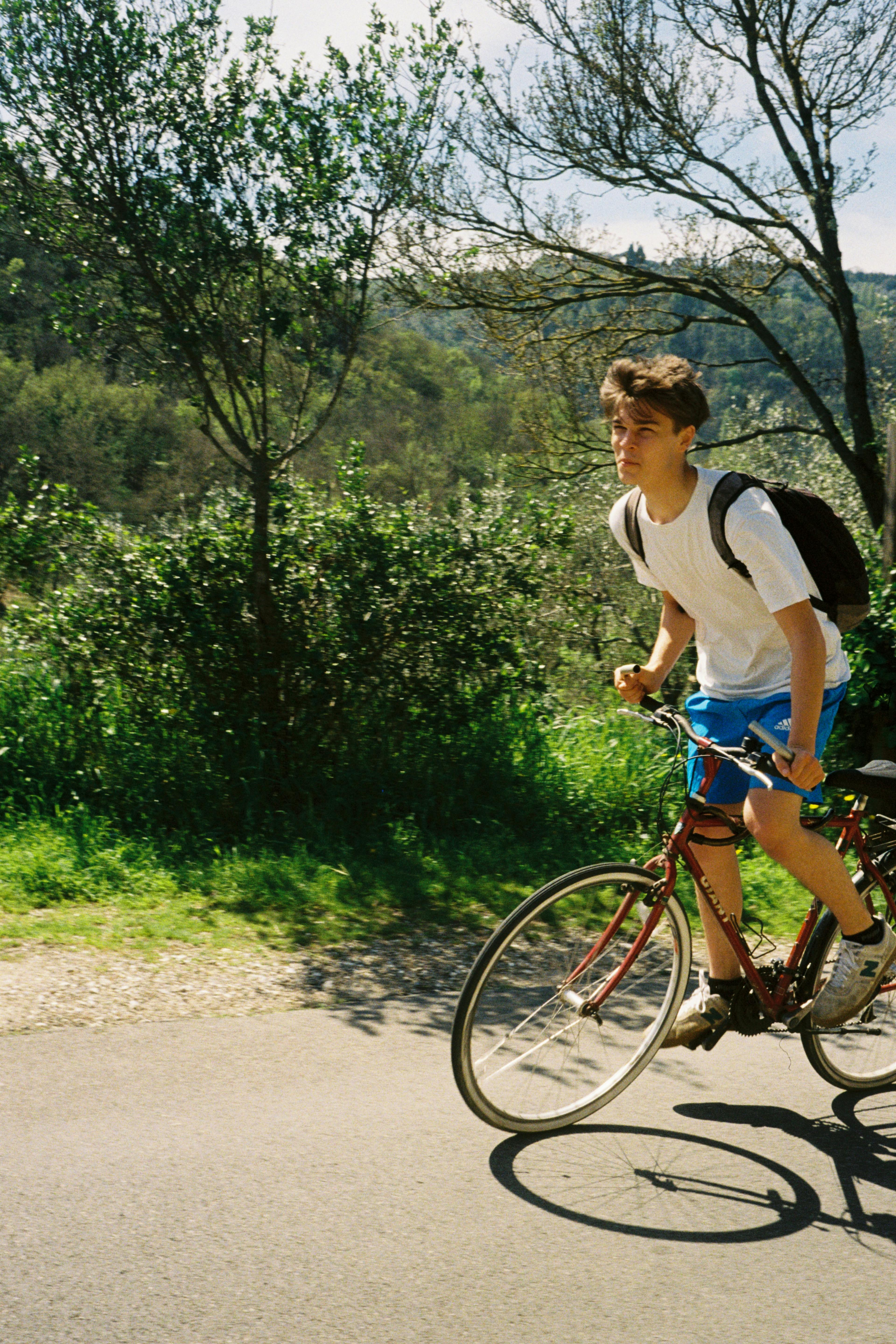 Jesse riding uphill