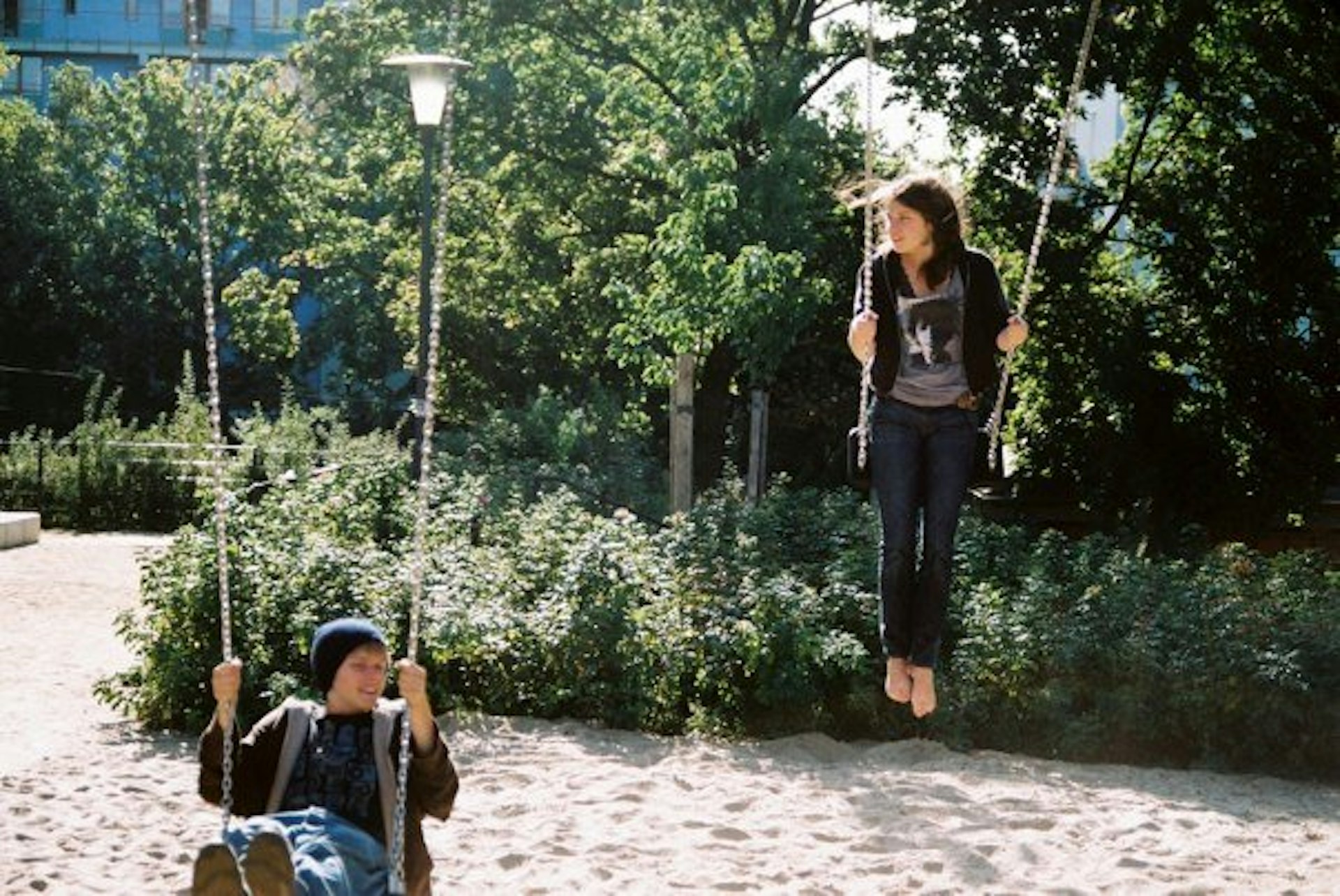 Allister and Paige on swings