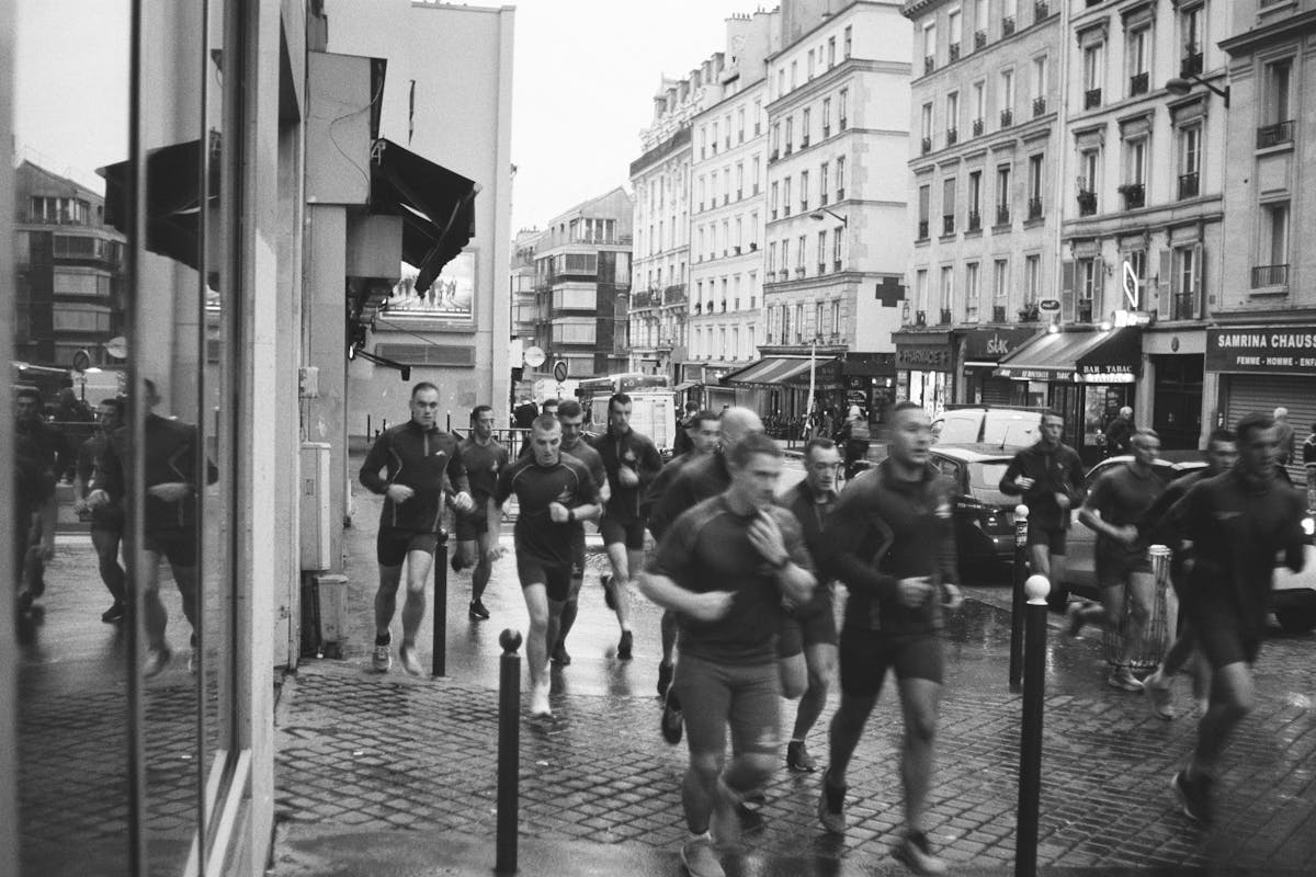 Firefighters on a morning run