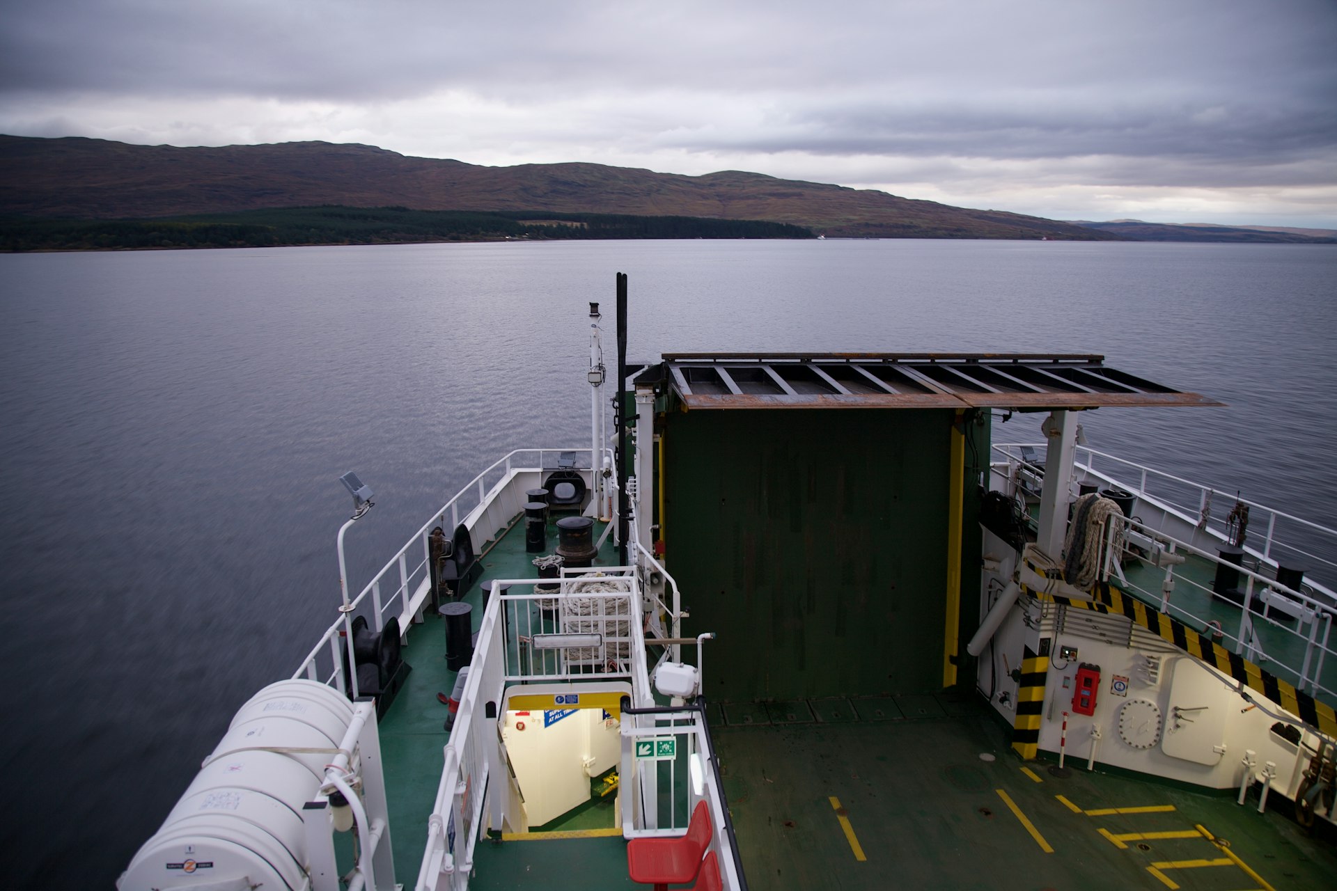 A photo of the water from aboard a ferry