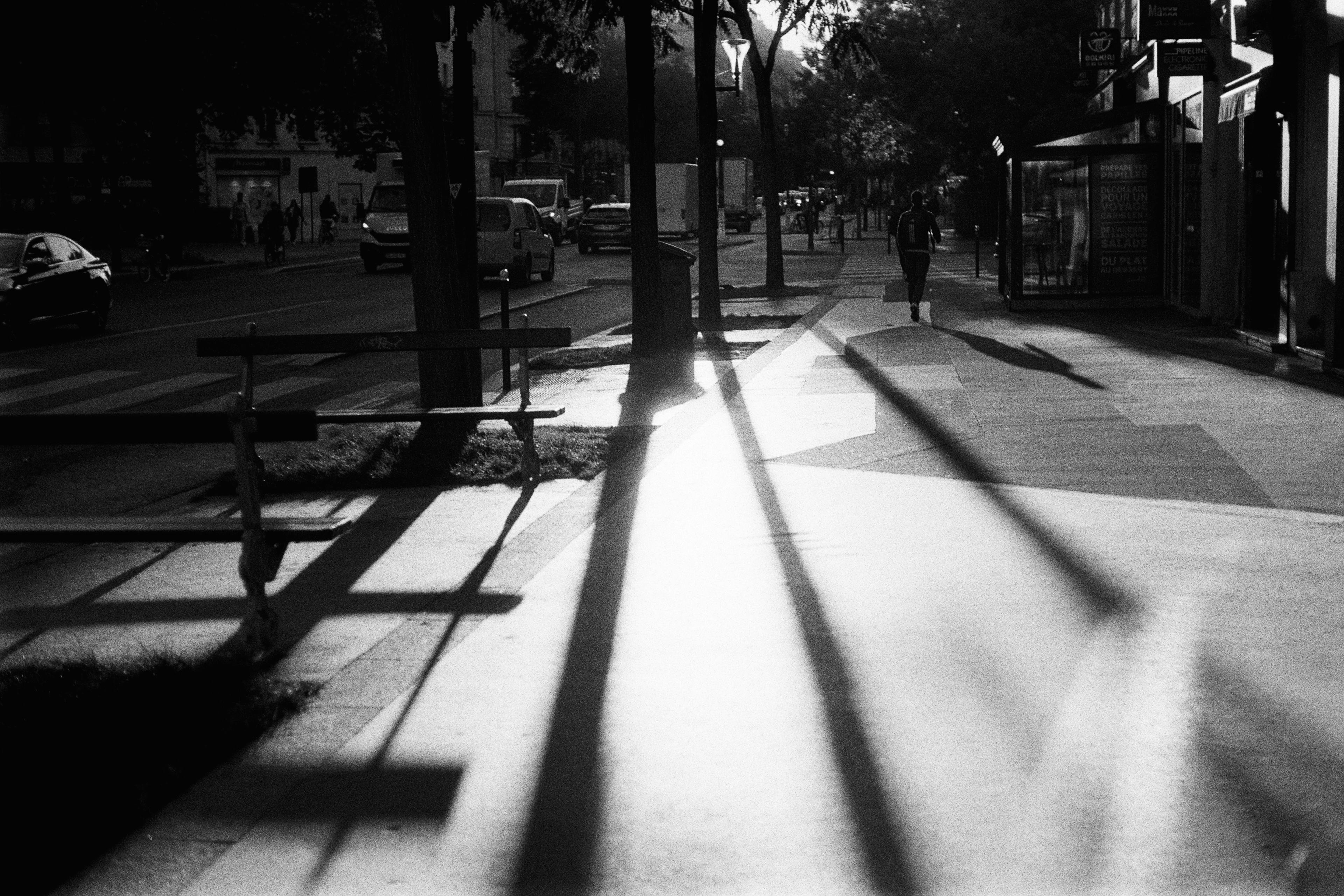 Sunlight on the sidewalk in the morning