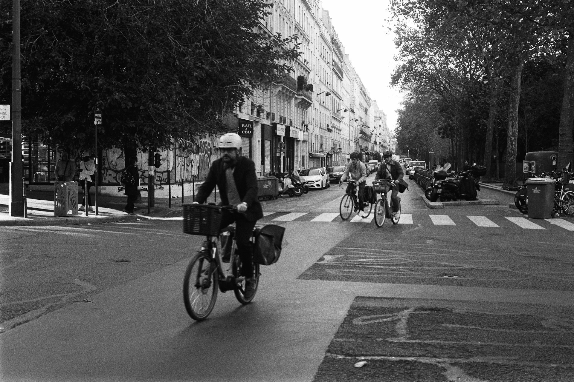 Bikes crossing an intersection